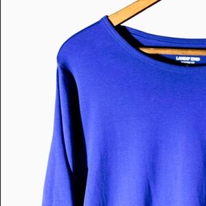 :XL: Lands End Purple Long Sleeved Shaped Fit T-shirt; 100% cotton.